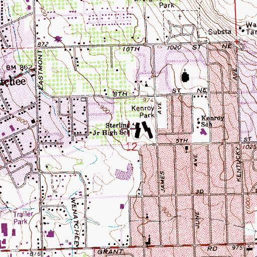 Topographic Map of Sterling Middle School, WA
