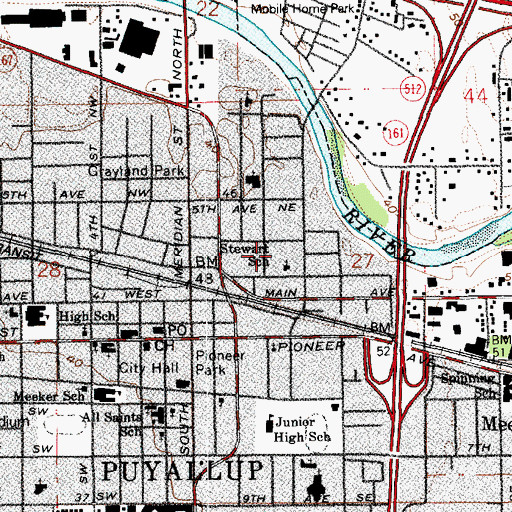 Topographic Map of Stewart Elementary School, WA