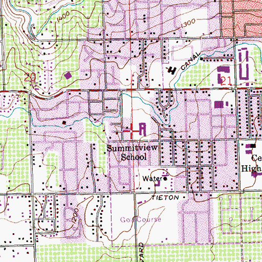 Topographic Map of Summitview Elementary School, WA