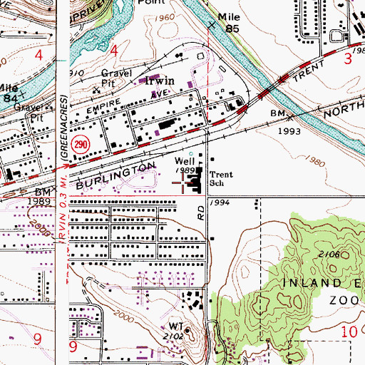 Topographic Map of Trent Elementary School, WA