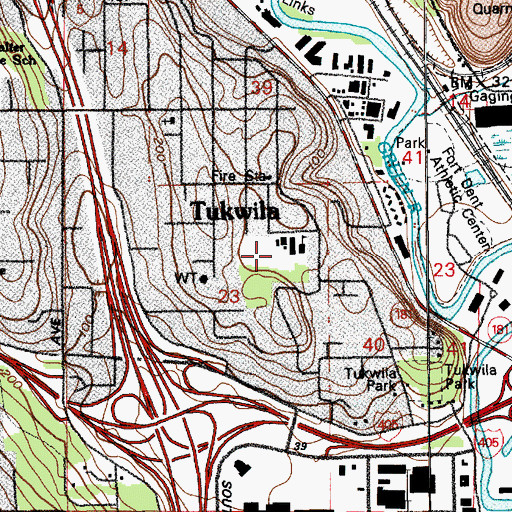 Topographic Map of Tukwila Elementary School, WA
