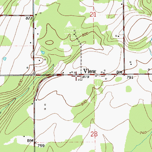 Topographic Map of View, WA
