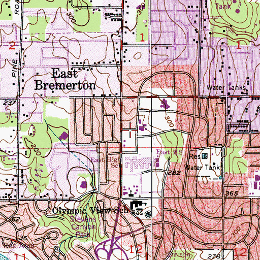 Topographic Map of View Ridge Elementary School, WA