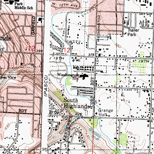 Topographic Map of Washington Elementary School, WA