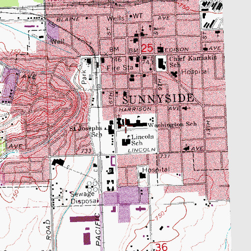 Topographic Map of Washington Elementary School, WA