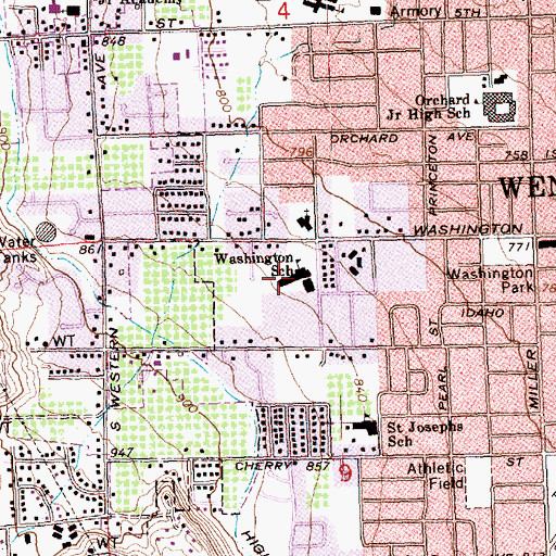 Topographic Map of Washington Elementary School, WA