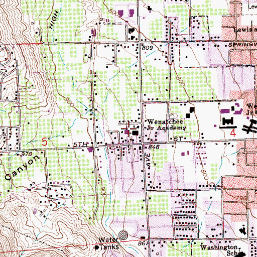 Topographic Map of Wenatchee Junior Academy (historical), WA