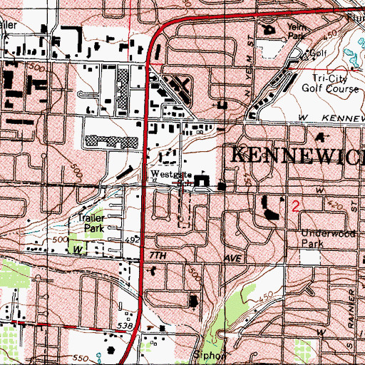 Topographic Map of Westgate Elementary School, WA