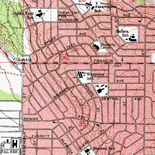 Topographic Map of Westview Elementary School, WA