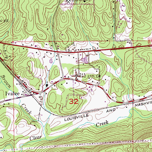 Topographic Map of Red Hill Methodist Church, AL