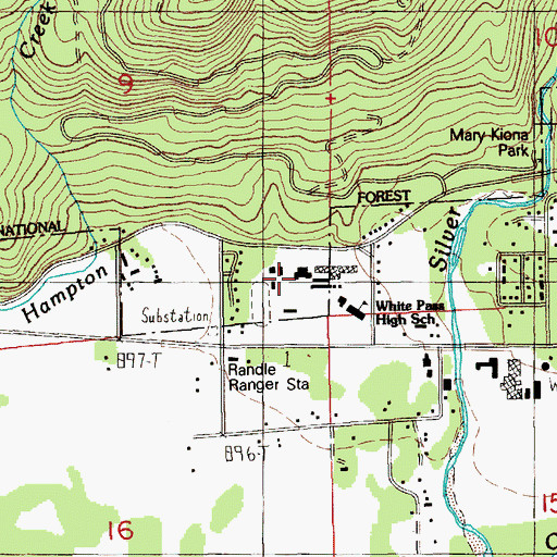Topographic Map of White Pass Junior - Senior High School, WA