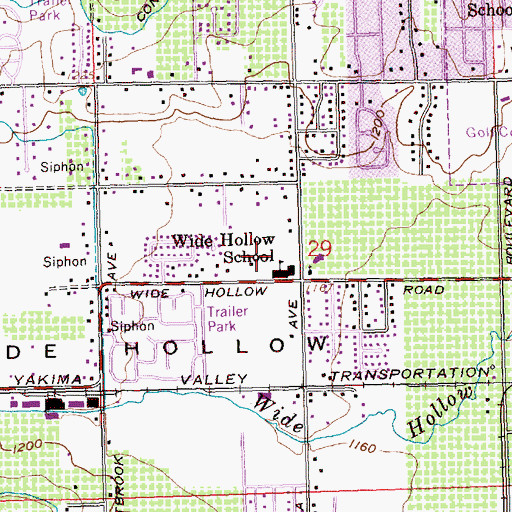 Topographic Map of Wide Hollow Elementary School, WA