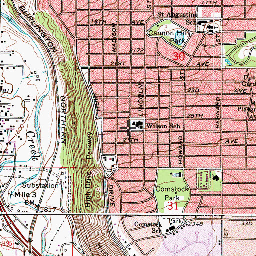 Topographic Map of Wilson Elementary School, WA