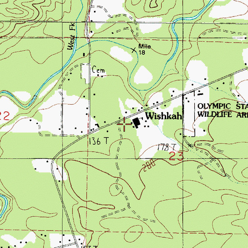 Topographic Map of Wishkah Valley Elementary - High School, WA