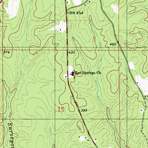 Topographic Map of Red Springs Baptist Church, AL
