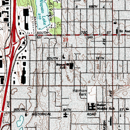 Topographic Map of Birney Elementary School, WA