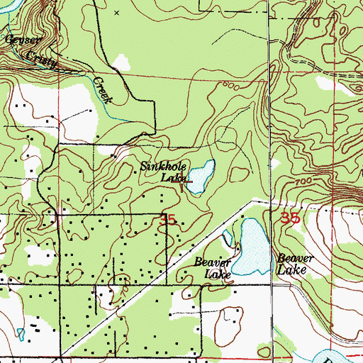 Topographic Map of Sinkhole Lake, WA
