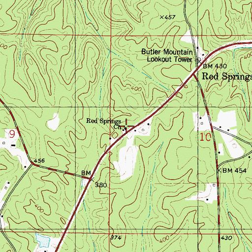Topographic Map of Red Springs Assembly of God Church, AL