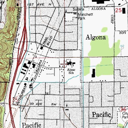 Topographic Map of Alpac Elementary School, WA