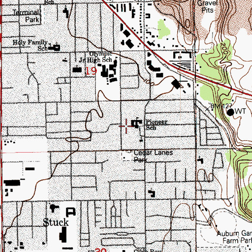 Topographic Map of Pioneer Elementary School, WA