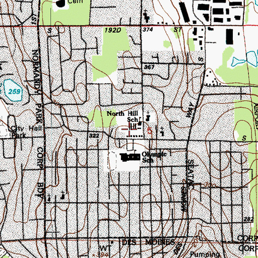 Topographic Map of North Hill Elementary School, WA