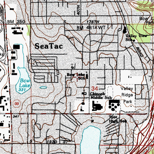 Topographic Map of Bow Lake Elementary School, WA
