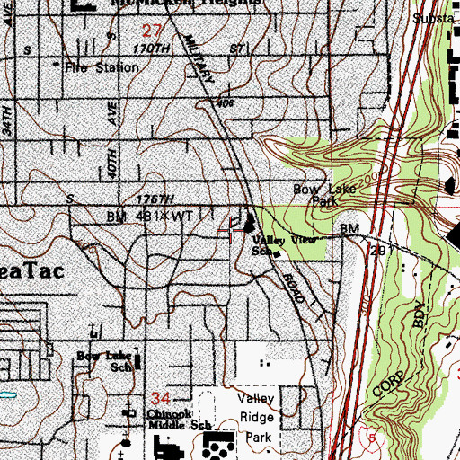 Topographic Map of Valley View / Mount Rainier Early Learning Center, WA