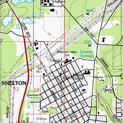 Topographic Map of Mountain View Elementary School, WA