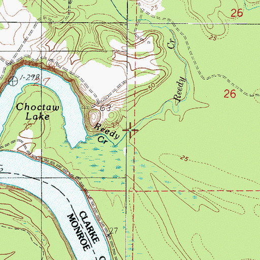 Topographic Map of Reedy Creek, AL