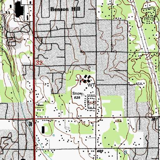 Topographic Map of Benson Hill Elementary School, WA