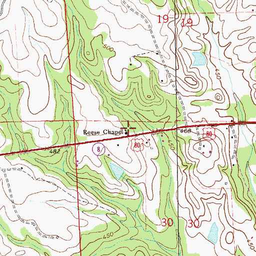 Topographic Map of Reese Chapel, AL