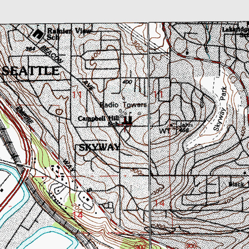 Topographic Map of Campbell Hill Elementary School, WA