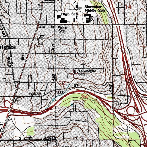 Topographic Map of Thorndyke Elementary School, WA