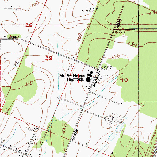 Topographic Map of Mount Saint Helens High School (historical), WA