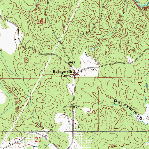 Topographic Map of Refuge Baptist Church, AL