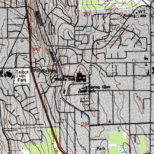 Topographic Map of Nelsen Middle School, WA