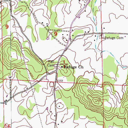 Topographic Map of Refuge Baptist Church, AL