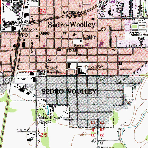 Topographic Map of Mary Purcell Elementary School, WA