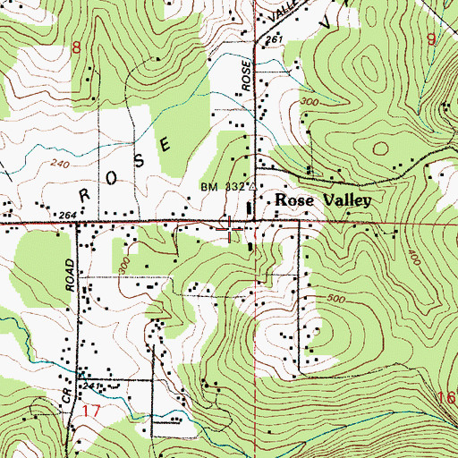 Topographic Map of Rose Valley, WA