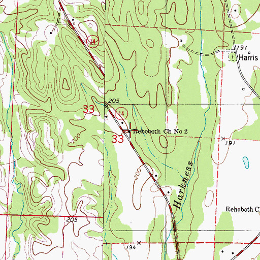 Topographic Map of Rehoboth Church Number 2, AL