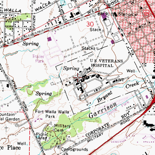 Topographic Map of Jonathan M Wainwright Memorial Veterans Affairs Medical Center, WA