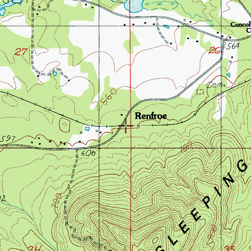 Topographic Map of Renfroe, AL