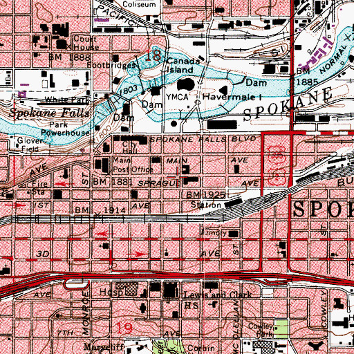 Topographic Map of Old National Bank, WA