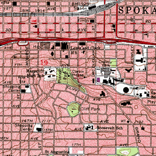 Topographic Map of Glover House, WA