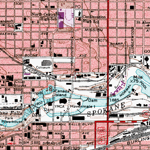 Topographic Map of Undercliffe, WA