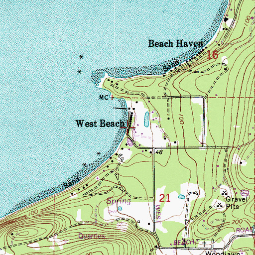 Topographic Map of Kimple Beach, WA