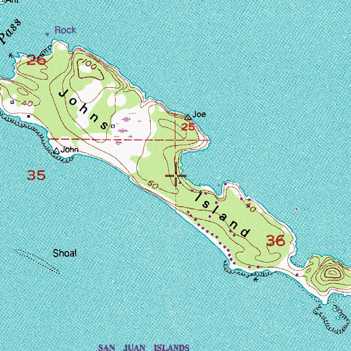 Topographic Map of Reef Bay, WA