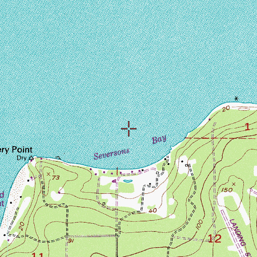 Topographic Map of Seversons Bay, WA
