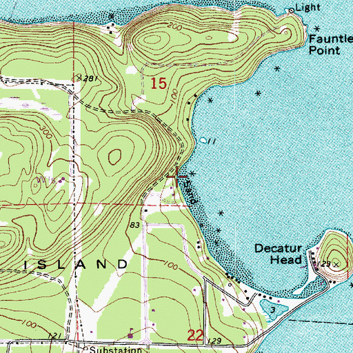 Topographic Map of Davis Bay, WA