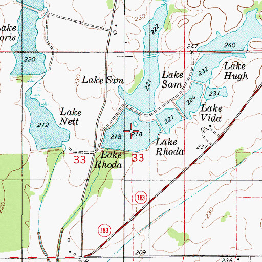 Topographic Map of Lake Rhoda, AL